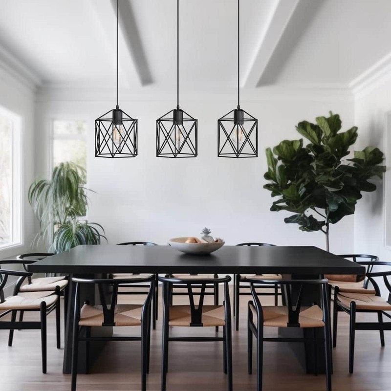 Briignite 20.08" 3-Light Matte Black Industrial Linear Island Chandelier - Image 2