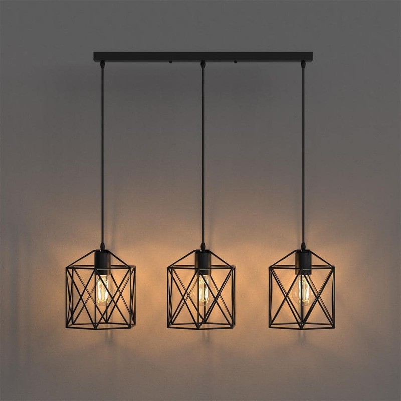 Briignite 20.08" 3-Light Matte Black Industrial Linear Island Chandelier - Image 5