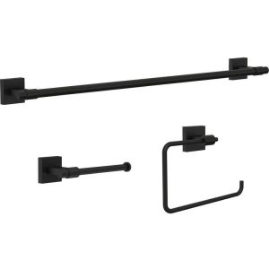 Franklin Brass Maxted 3 Piece Bathroom Hardware Set 24 in Towel Bar Matte Black