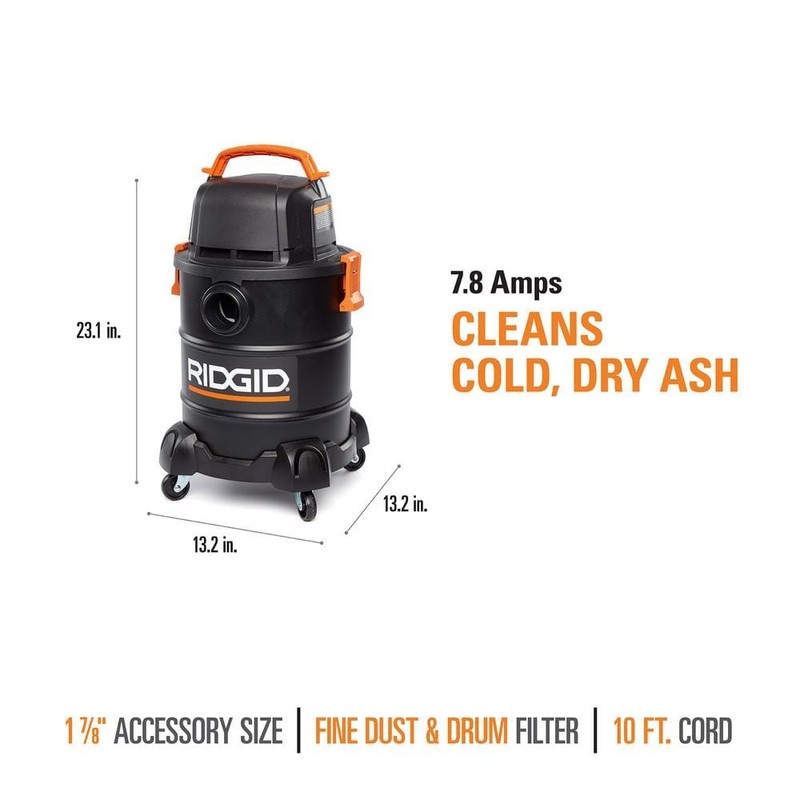 RIDGID 5 Gal. Cool/Dry Ash Portable Shop Vacuum w/ Filters Hose & Accessories - Image 3