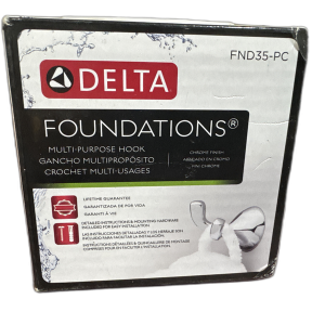 Delta Foundations Double Towel Hook Bath Hardware Accessory in Polished Chrome