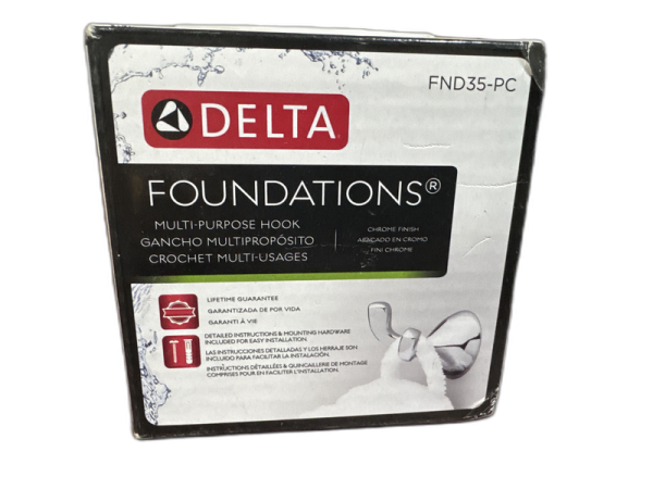 Delta Foundations Double Towel Hook Bath Hardware Accessory in Polished Chrome