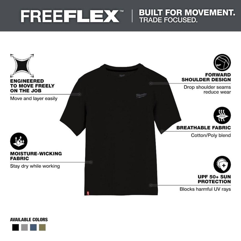 Milwaukee Men's X-Large Black Cotton/Polyester Short-Sleeve Hybrid Work T-Shirt - Image 2