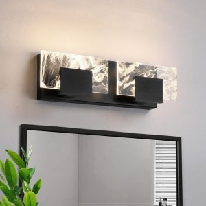 KAISITE 16" 2-Light Modern Matte Black LED Vanity Light Bar Wall Sconce 3000K