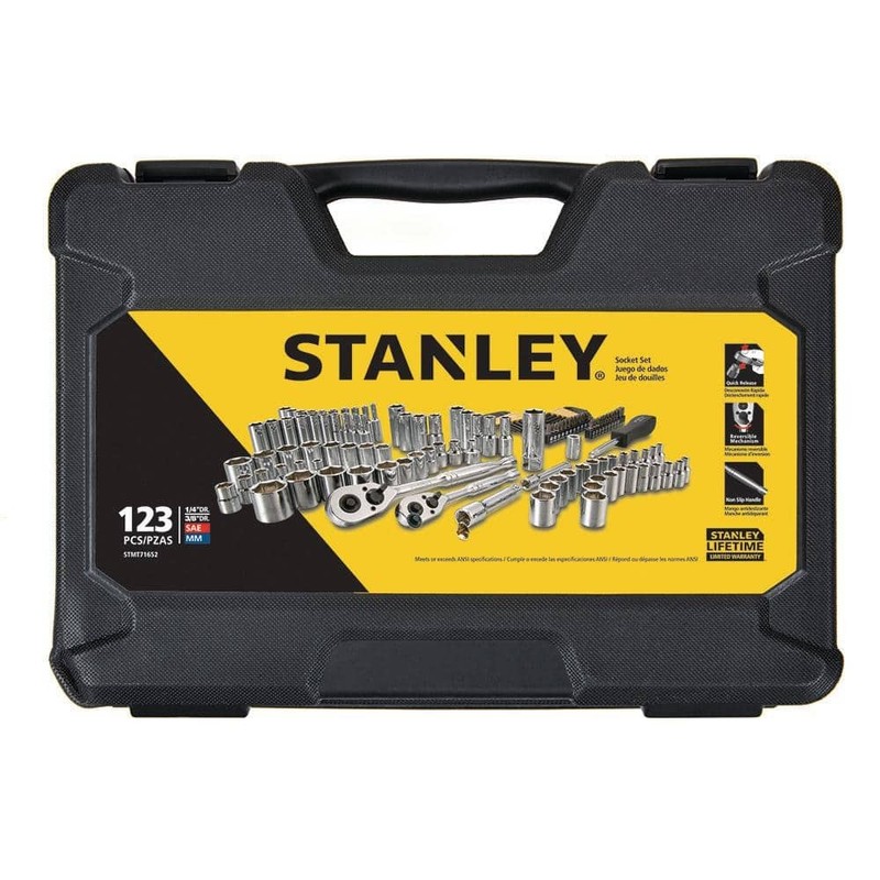 Stanley 3/8 in. and 1/4 in. Drive Socket Set with Ratchets (123-Piece) - Image 7