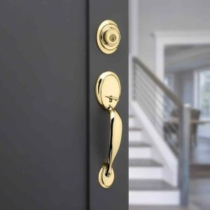 Kwikset Dakota Door Handleset w/ Tylo Knob Polished Brass SmartKey Security