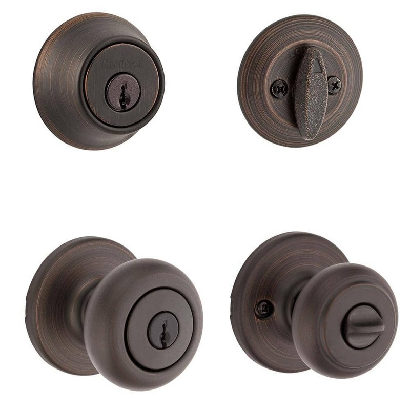 Kwikset Cove Venetian Bronze Keyed Entry Door Knob & Deadbolt Project Pack - Image 5