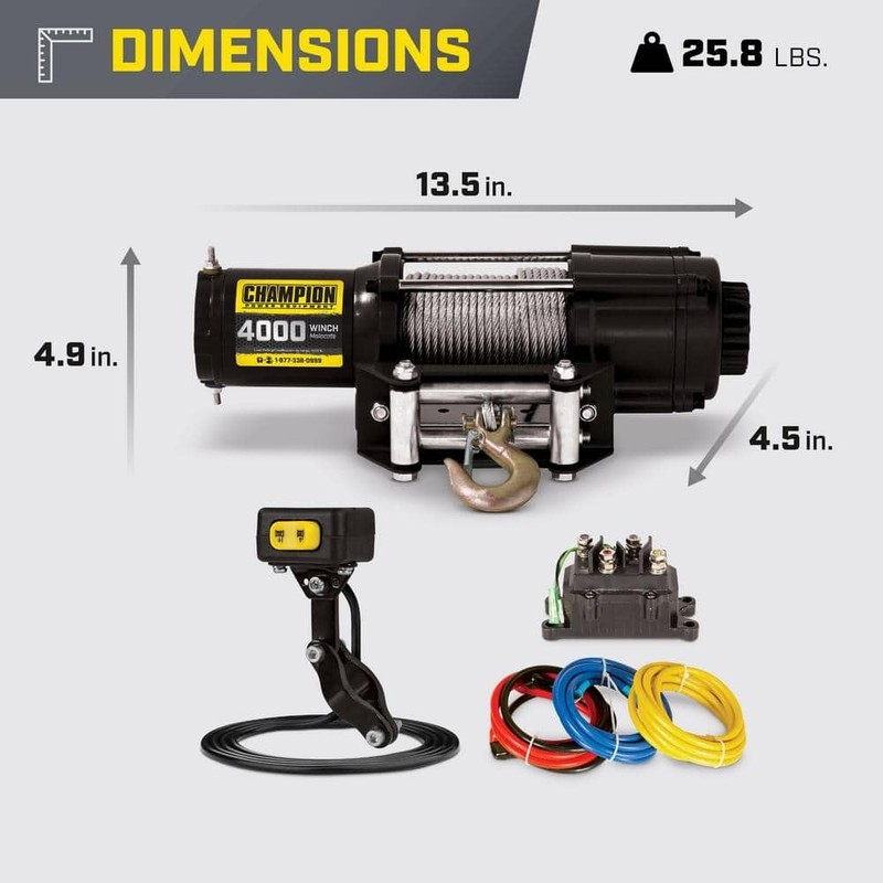 Champion Power Equipment 4000 lbs. ATV/UTV Winch Kit - Image 3