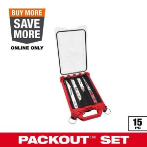 Milwaukee PACKOUT SAWZALL Reciprocating Saw Blade Set 15-Pack 12 in. 3 TPI Wood