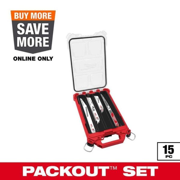 Milwaukee PACKOUT SAWZALL Reciprocating Saw Blade Set 15-Pack 12 in. 3 TPI Wood