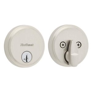 Kwikset Satin Nickel Round Rose Low Profile Single Cylinder Deadbolt SmartKey