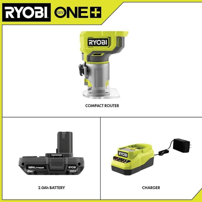RYOBI ONE+ 18V Cordless Compact Router Kit with 2.0 Ah Battery and Charger - Image 2