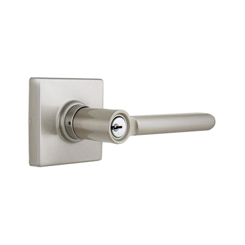 Defiant Tonebridge Satin Nickel Keyed Entry Door Handle with Square Rose