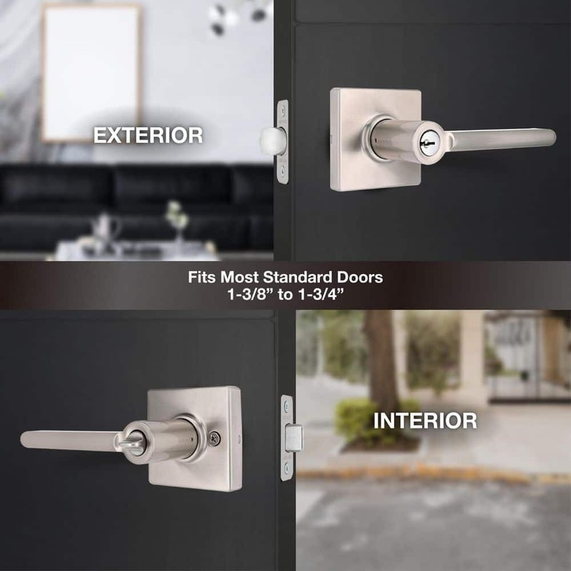 Defiant Tonebridge Satin Nickel Keyed Entry Door Handle with Square Rose - Image 2