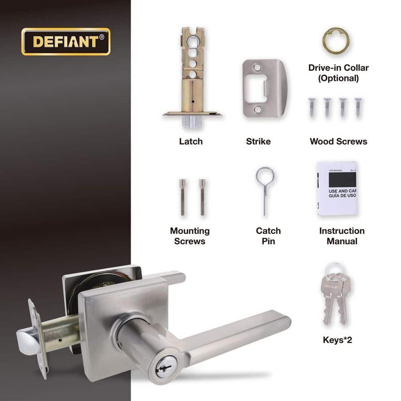 Defiant Tonebridge Satin Nickel Keyed Entry Door Handle with Square Rose - Image 5