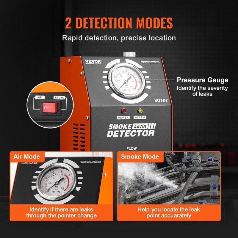 VEVOR Smoke Machine Leak Detector, EVAP Vacuum Tester, Pressure Gauge, Meter - Image 4