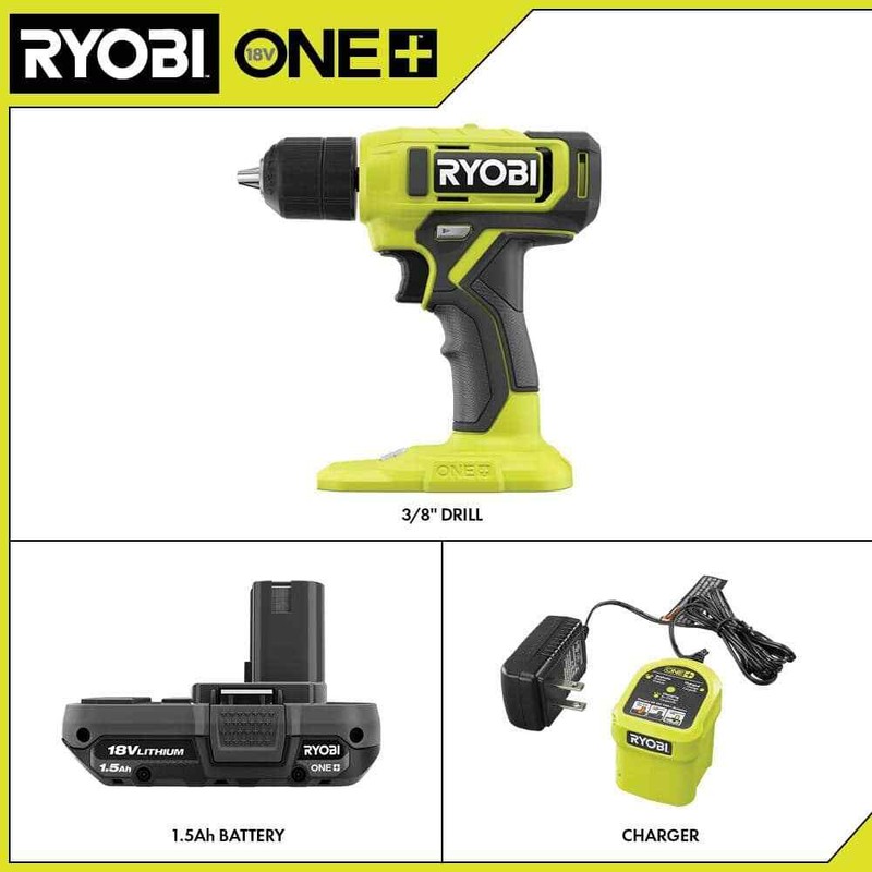 RYOBI ONE+ 18V Cordless 3/8 in. Drill/Driver Kit with 1.5 Ah Battery and Charger - Image 2