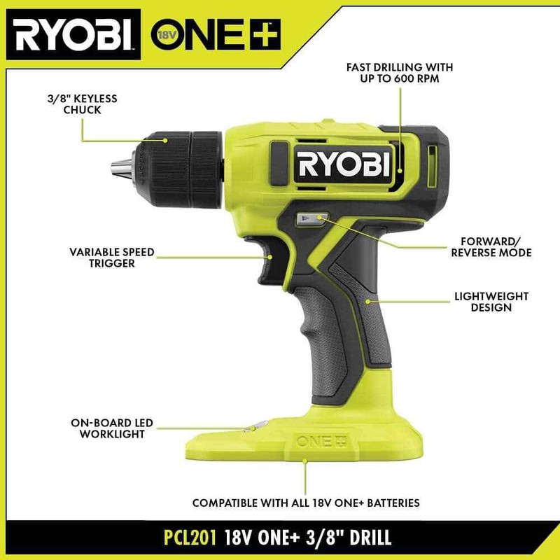 RYOBI ONE+ 18V Cordless 3/8 in. Drill/Driver Kit with 1.5 Ah Battery and Charger - Image 3