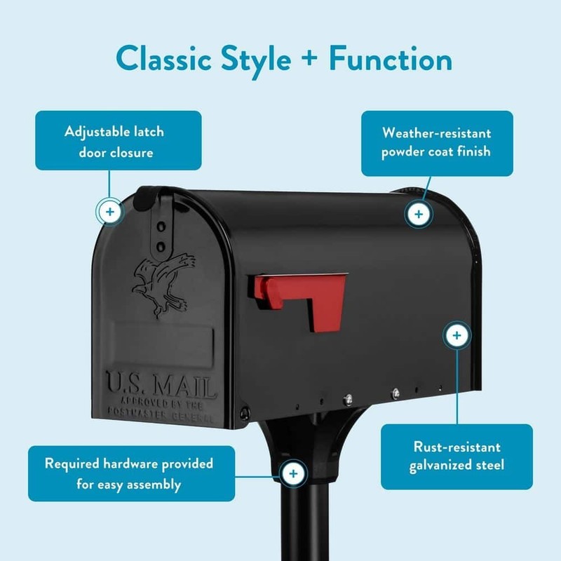 Architectural Mailboxes Elite Black Medium Galvanized Steel Mailbox Post Kit - Image 5