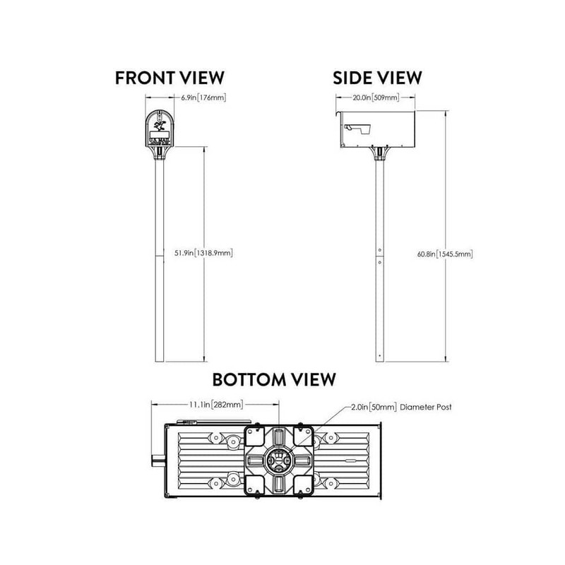 Architectural Mailboxes Elite Black Medium Galvanized Steel Mailbox Post Kit - Image 10