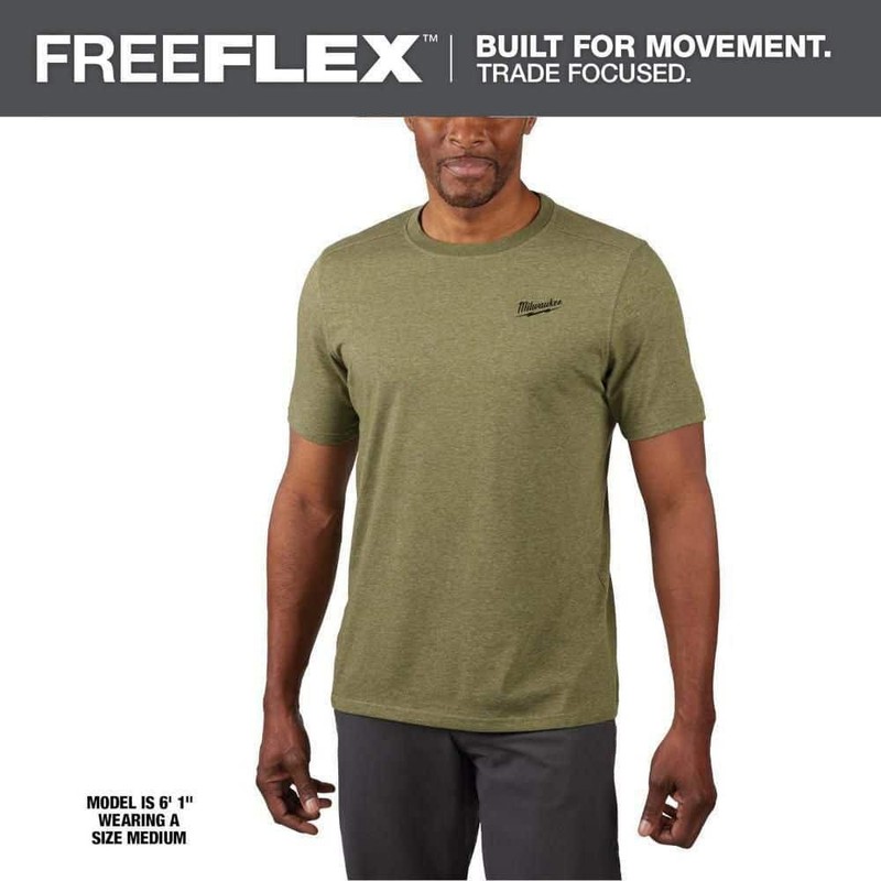 Milwaukee Men's Large Green Cotton/Polyester Short-Sleeve Hybrid Work T-Shirt