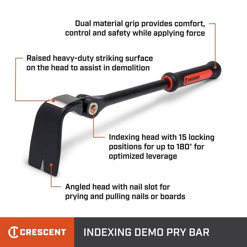Crescent 18 in. Indexing Head Demo Pry Bar with Grip - Image 2