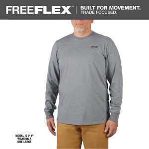 Milwaukee Men's X-Large Gray Cotton/Polyester Long-Sleeve Hybrid Work T-Shirt