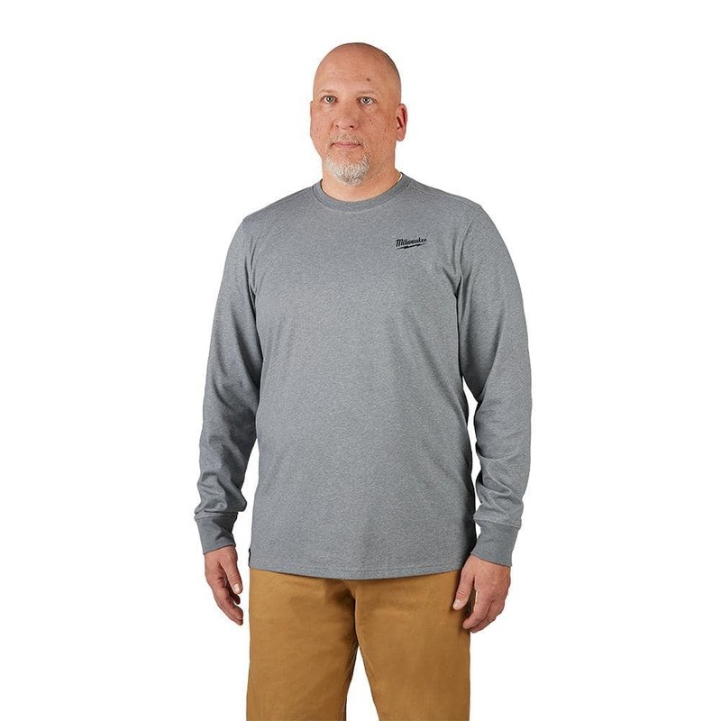 Milwaukee Men's X-Large Gray Cotton/Polyester Long-Sleeve Hybrid Work T-Shirt - Image 11