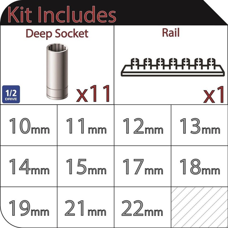 Husky 1/2 in. Drive Deep Metric Socket Set MISSING - Image 2