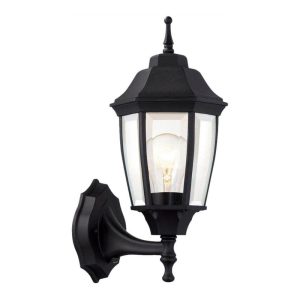 Hampton Bay 14 in. 1-Light Black Hardwired Dusk-to-Dawn Wall Light Sconce
