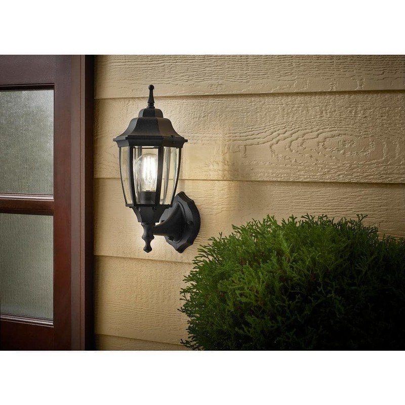 Hampton Bay 14 in. 1-Light Black Hardwired Dusk-to-Dawn Wall Light Sconce - Image 2