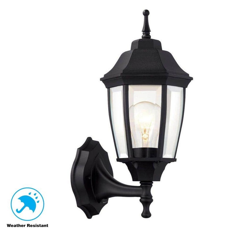 Hampton Bay 14 in. 1-Light Black Hardwired Dusk-to-Dawn Wall Light Sconce - Image 4