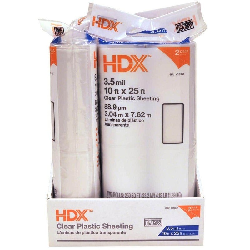 HDX 10 ft. x 25 ft. Clear 3.5 mil Plastic Sheeting (2-Pack) - Image 2