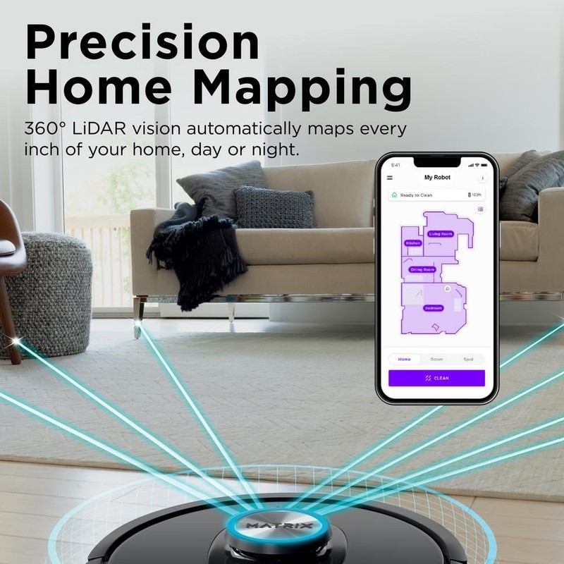 Shark Matrix 13.39" Robotic Vacuum Smart Navigation Self-Cleaning Black - Image 7