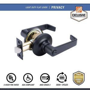 Universal Hardware Privacy Lever, ADA, UL 3-Hour Fire, ANSI Grade 2, Matte Black