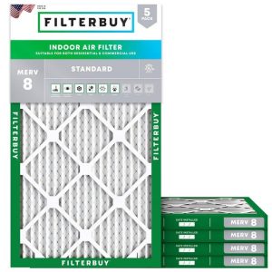 Filterbuy 14x24x1 MERV 8 Dust Defense Pleated HVAC AC Furnace Filters 5-Pack