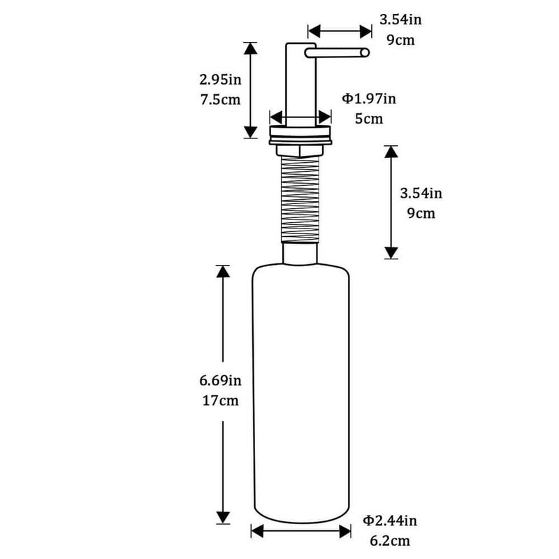 Wudkey Matte Black Soap Dispenser Countertop Pump Stainless Steel - Image 2