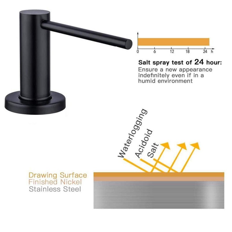 Wudkey Matte Black Soap Dispenser Countertop Pump Stainless Steel - Image 4