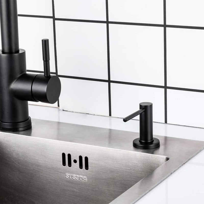 Wudkey Matte Black Soap Dispenser Countertop Pump Stainless Steel - Image 5