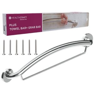 HEALTHCRAFT Plus 24 in. Grab Bar & Towel Bar ADA Compliant Polished Chrome