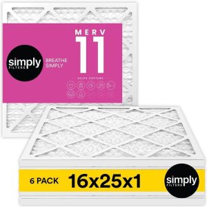 Simply 16 in. x 25 in. x 1 in. MERV 11 FPR 7 Pleated Furnace Air Filter (6-Pack)