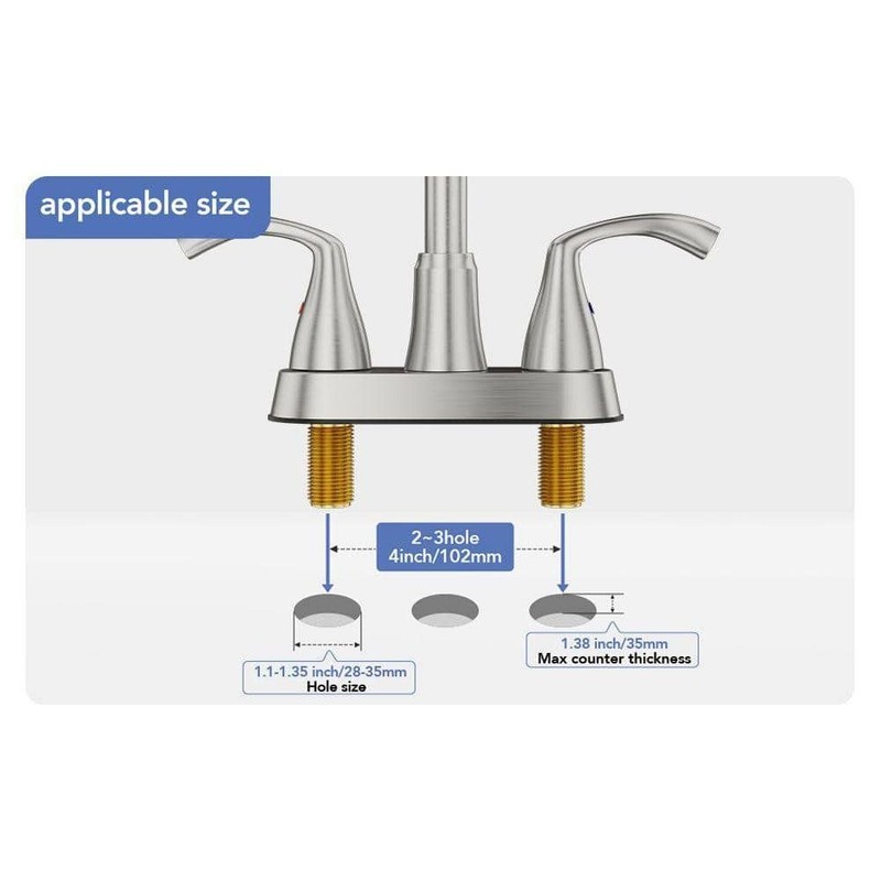 Kadilac 2-Handles Brushed Nickel Bathroom Faucet, 360 Swivel Spout, Metal Drain - Image 6