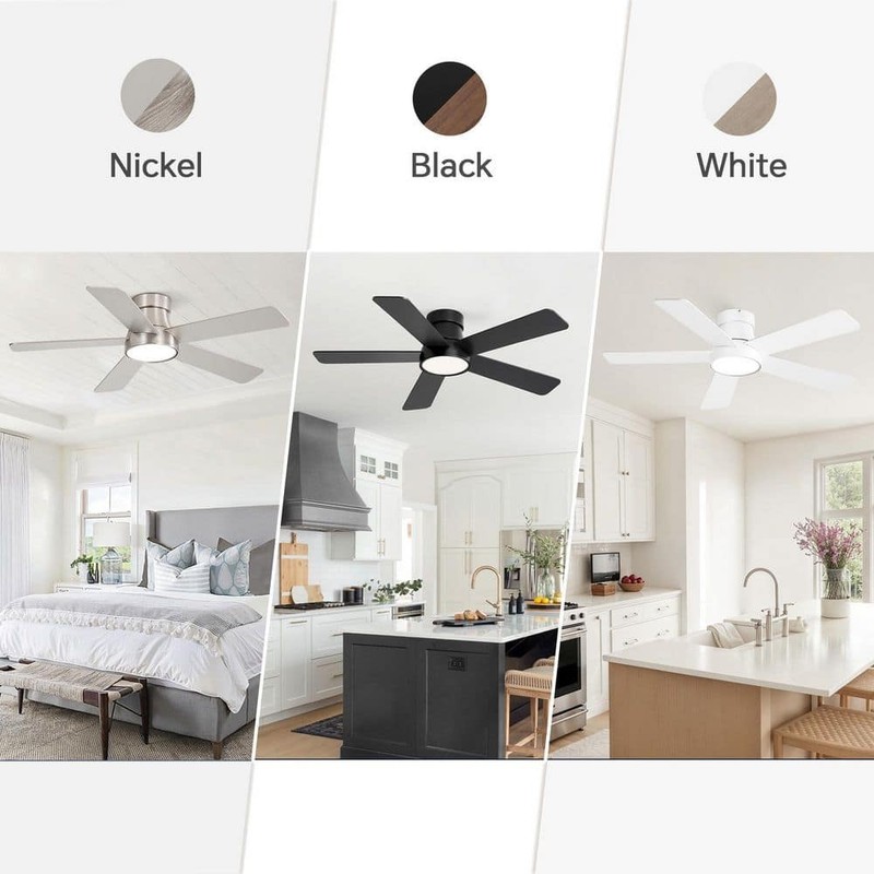 HINNIXY 42 in. Black Low Profile Flush Mount Ceiling Fan Remote 3CCT 6-Speed DC - Image 6