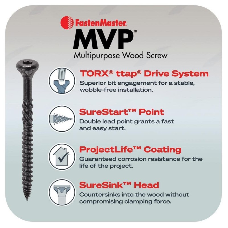 FastenMaster #10 x 2-1/2in Torx TTAP Flat Head Multi-Purpose Wood Screw 150-Pack - Image 9