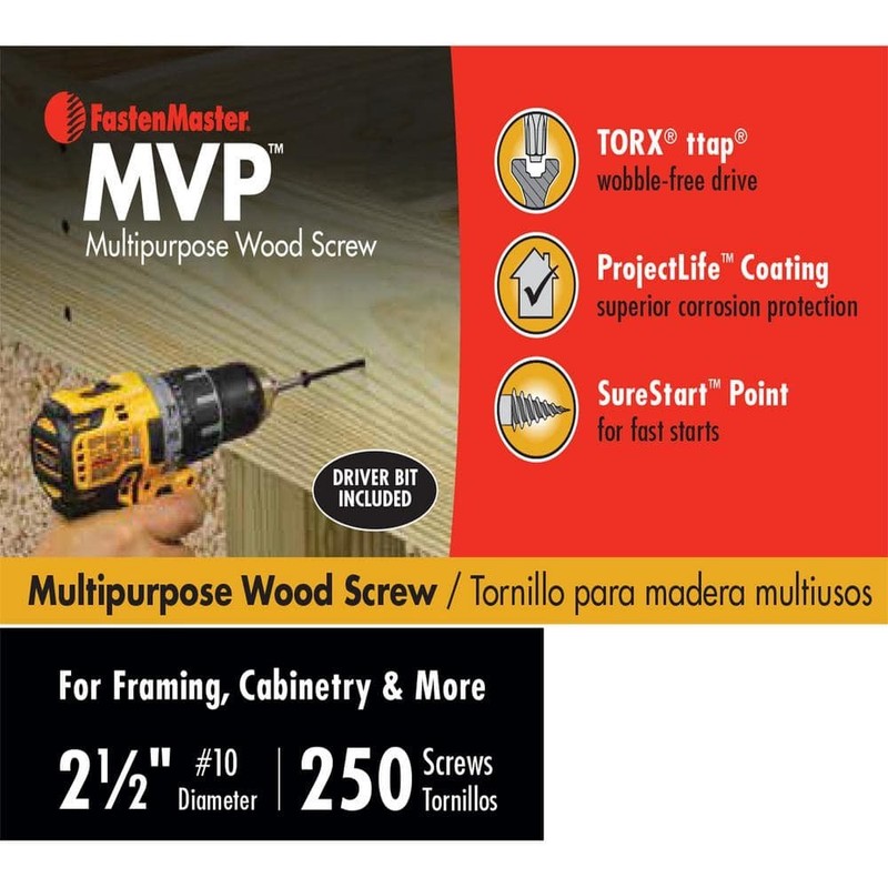 FastenMaster #10 x 2-1/2in Torx TTAP Flat Head Multi-Purpose Wood Screw 150-Pack - Image 11
