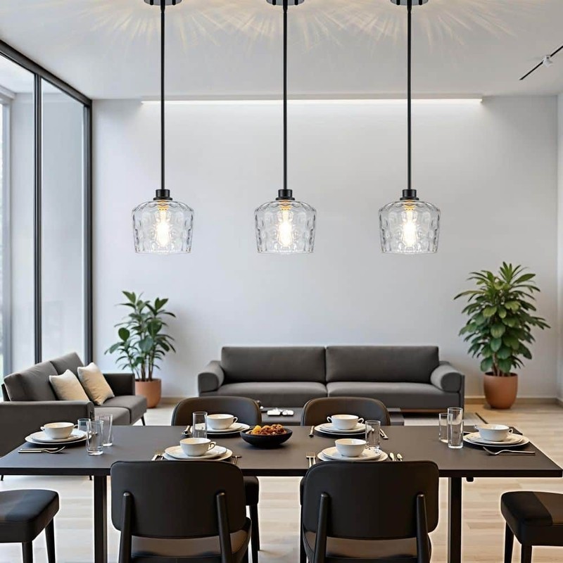 Merbotin RayHome 1-Light Black Adjustable Pendant Light Hand-Blown Glass - Image 8