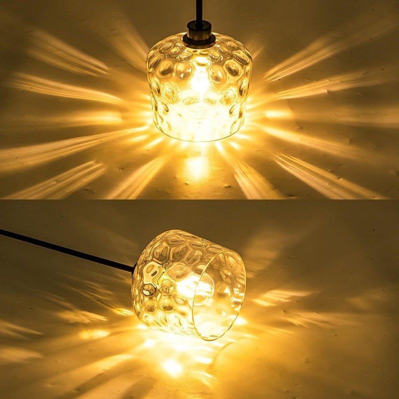 Merbotin RayHome 1-Light Black Adjustable Pendant Light Hand-Blown Glass - Image 13