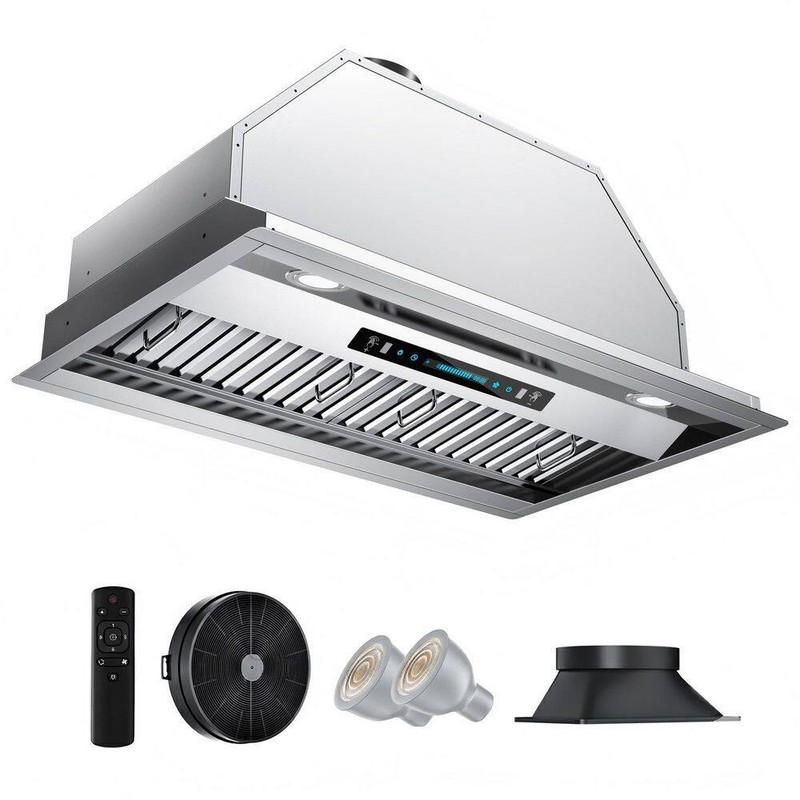 HGUOQ 30 in. 900 CFM Convertible Ductless Ducted Range Hood Stainless Steel