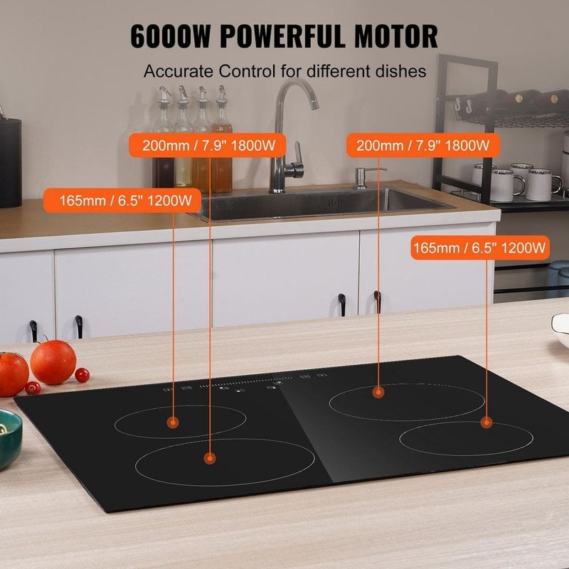 SKYSHALO Electric Stove Top 23.2x20.5 in. 4 Burners 240V Glass Cooktop - Image 2
