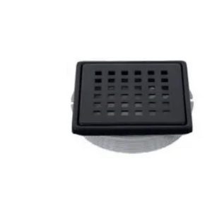 DURAL Tilux Square 4x4 in. Drain Cover Stainless Steel Matte Black PVC Flange